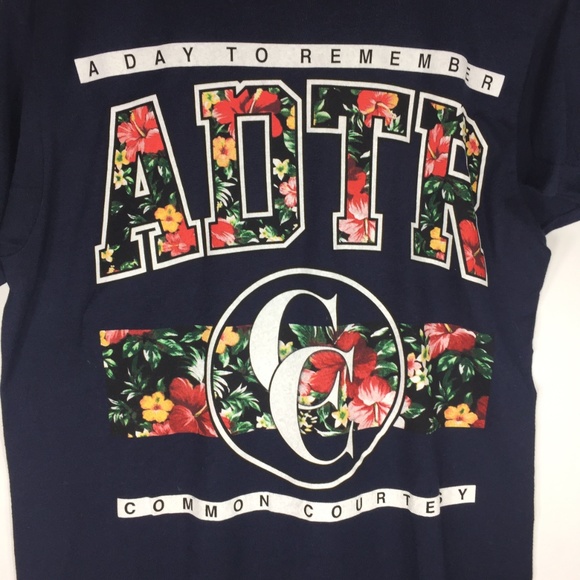 Remember Adtr Navy Blue Floral Band Tee 